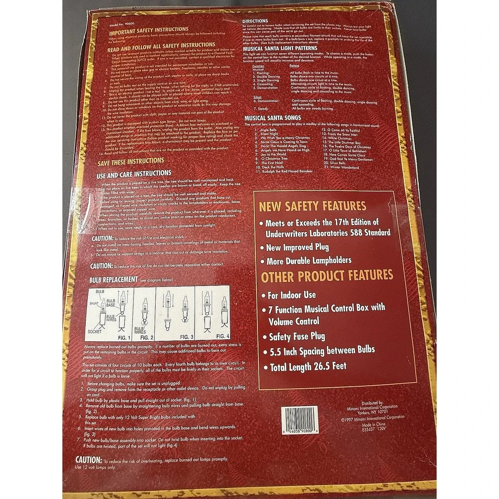 VTG  Foremost 30 Musical Santa Lights in Motion 21 Songs 7 Functions Christmas - Picture 8 of 10